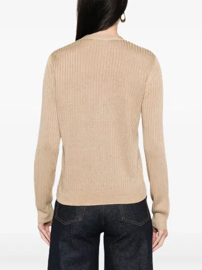 Ralph Lauren Buttoned Ribbed Cardigan In Neutral