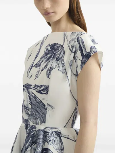 Erdem Pleated Floral-print Cotton-poplin Mini Dress In Multi