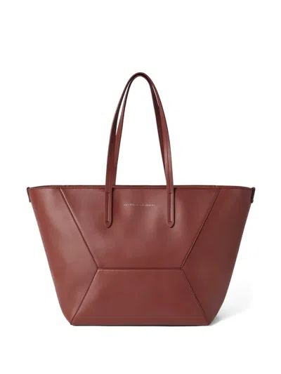 Brunello Cucinelli Monili-detail Leather Tote Bag In Brown