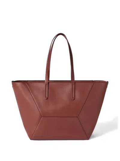 Brunello Cucinelli Monili-detail Leather Tote Bag In Brown