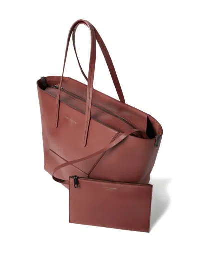 Brunello Cucinelli Monili-detail Leather Tote Bag In Brown