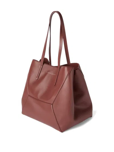 Brunello Cucinelli Monili-detail Leather Tote Bag In Brown