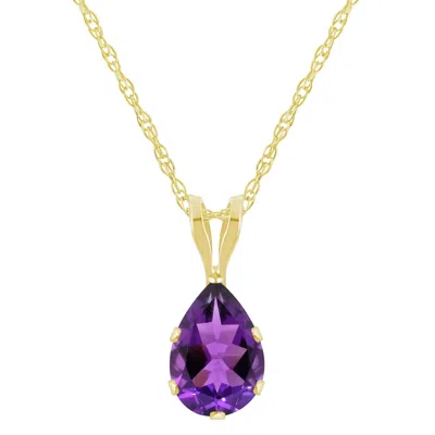 Glistening Jewels 10k Gold 7x5mm Pear Shape Amethyst Pendant Necklace In Brown