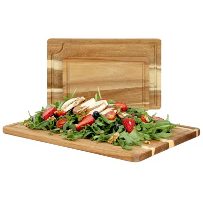 Megachef 3 Piece Acacia Wood Cutting Board Set In Brown