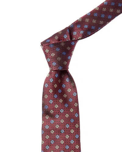 Canali Wine Flowers Silk Tie In Red