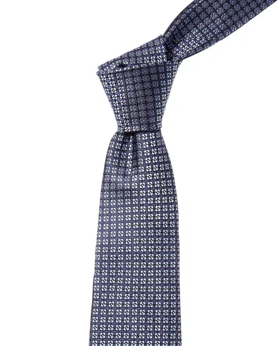 Canali Blue Squares Silk Tie In Blue
