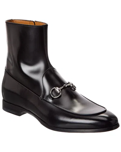 Gucci Horsebit Leather Bootie In Black