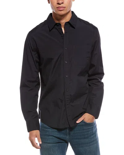 Vince Poplin Long Sleeve Classic Fit Button-up Shirt In Black