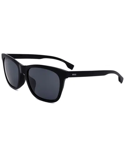 Hugo Boss Boss Men's Alternative Fit Sunglasses B1555/o/f/s 807ir Black 56mm In Black