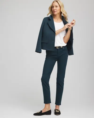 Chico's Girlfriend Slim Ankle Jeans In Teal Shadow