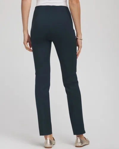 Chico's Petite Juliet Slim Trim Detail Ankle Pants In Teal Shadow