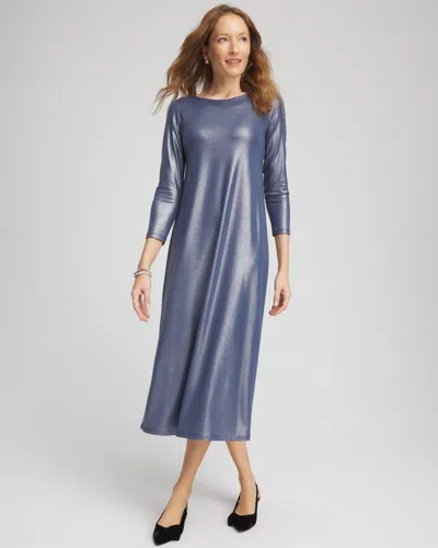 Chico's Foiled Jersey Knit Maxi Dress In Indigo Sky