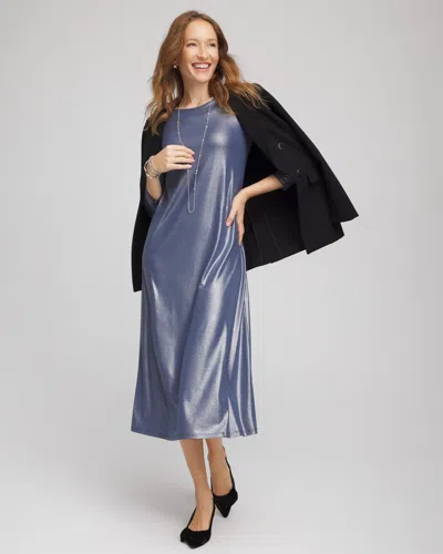 Chico's Foiled Jersey Knit Maxi Dress In Indigo Sky