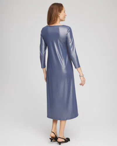Chico's Foiled Jersey Knit Maxi Dress In Indigo Sky