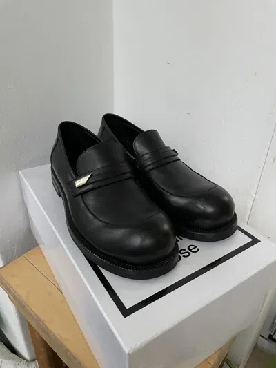Pre-owned Martine Rose 41 /  Bulb Toe Loafers (metal Detail) In Black