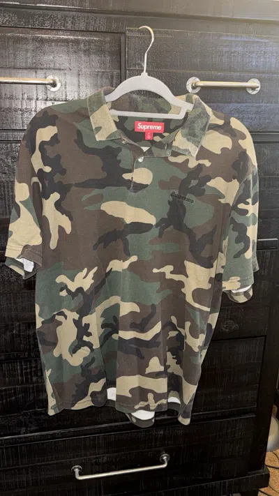 Pre-owned Supreme Washed Camo Polo Size Medium In Multi