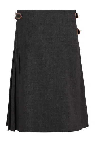 Prada Pleated Skirt In Gray
