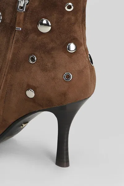 Lola Cruz High Heels Ankle Boots In Brown Suede In Brown
