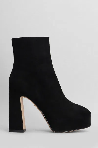 Lola Cruz High Heels Ankle Boots In Black Suede In Black