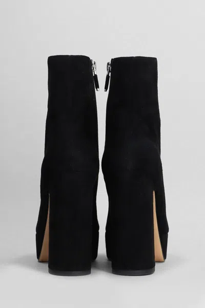 Lola Cruz High Heels Ankle Boots In Black Suede In Black