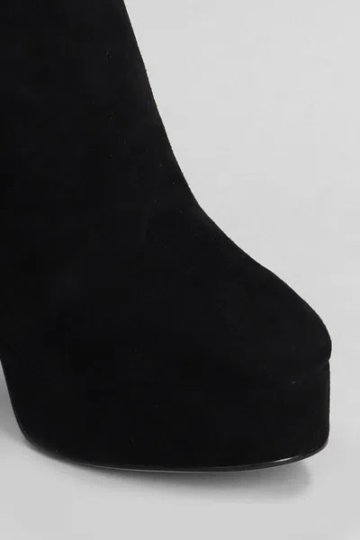 Lola Cruz High Heels Ankle Boots In Black Suede In Black