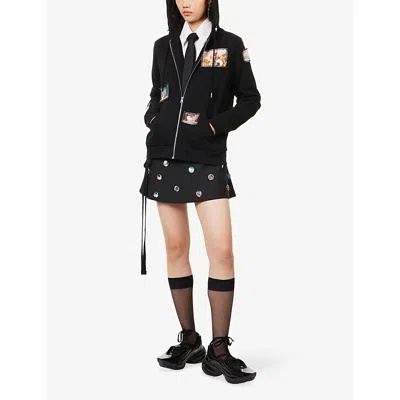 Lauren Perrin Womens Harry Lambert For  X Disney Badge-embellished Cotton-jersey Hoody In Black