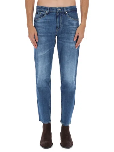 Hugo Boss Boss Blue Cotton-blend Jeans In Blue
