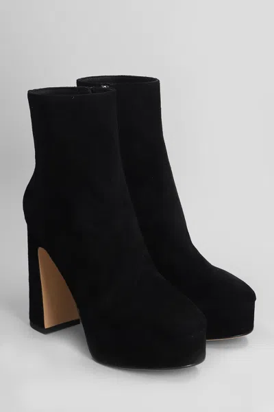 Lola Cruz High Heels Ankle Boots In Black Suede In Multi