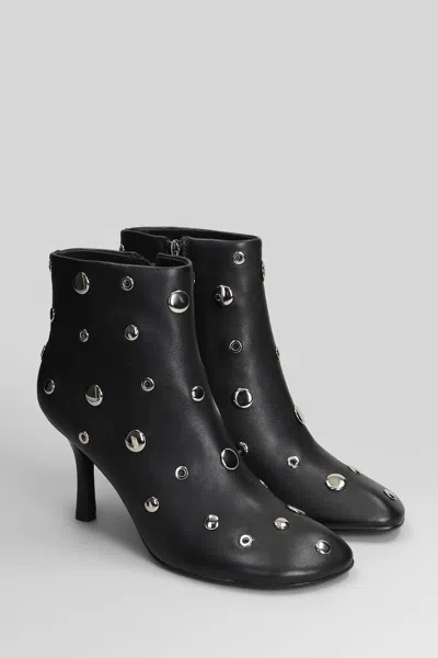 Lola Cruz High Heels Ankle Boots In Black Leather In Multi