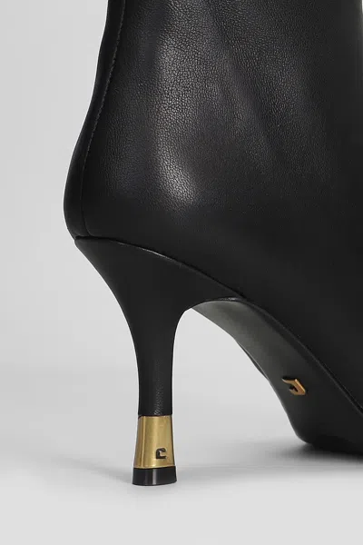 Lola Cruz High Heels Ankle Boots In Black Leather In Black
