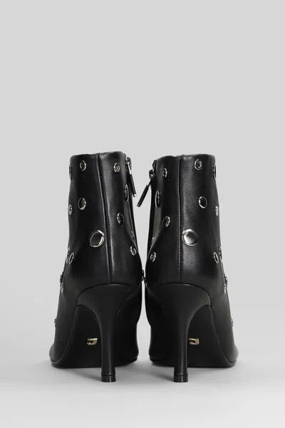 Lola Cruz High Heels Ankle Boots In Black Leather In Multi