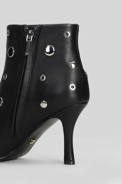 Lola Cruz High Heels Ankle Boots In Black Leather In Multi