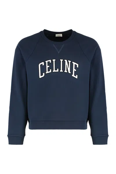 Celine Regular Sweatshirt In Brushed Cotton Fabric In Blue