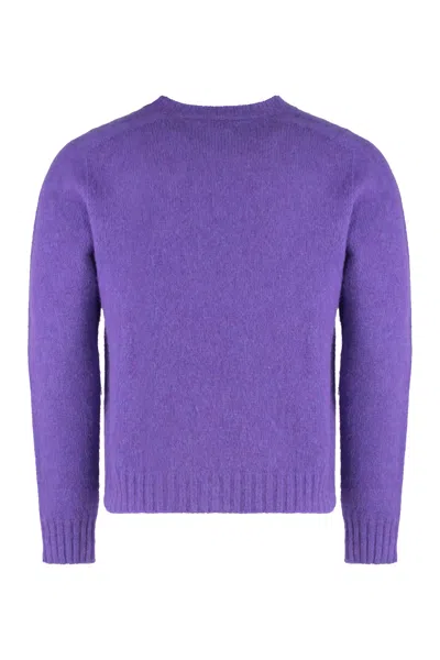 Celine Crew Neck Sweater In Shetland Wool In Purple