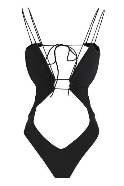 Amazuìn One Piece Kendall Swimwear Deep Neckline In Black