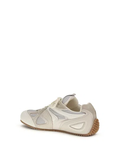 Axel Arigato Slow Runner White And Beige Sneaker With Mesh Inserts And Grooved Sole In Leather And Fabric Man In Multi