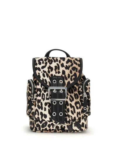 Ganni Women Animalier Print Nano Backpack In Brown