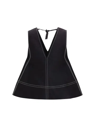 Ganni Women Cotton A-line Top In Black