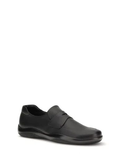 Prada Toblach Leather Loafers In Black