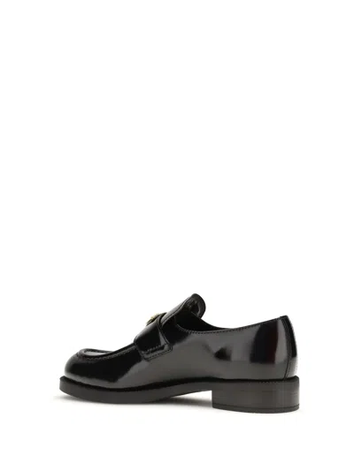 Prada Leather Loafers With Round Toe And Shiny Finish In Multi