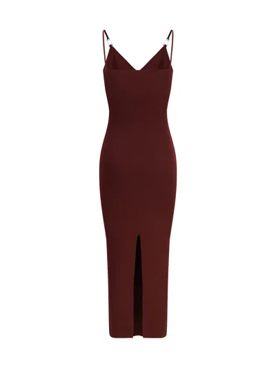 Versace Safety Pin Slip Midi Dress In Burgundy