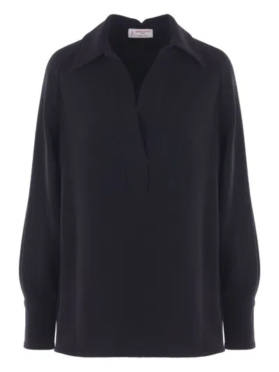 Alberto Biani Blouse With Satin Neckline In Black