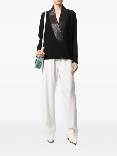 Alberto Biani Blouse With Satin Neckline In Black