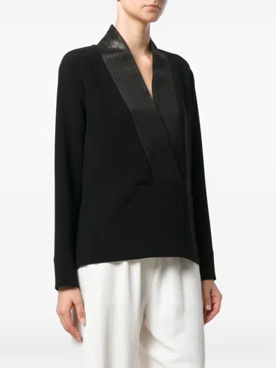 Alberto Biani Blouse With Satin Neckline In Black