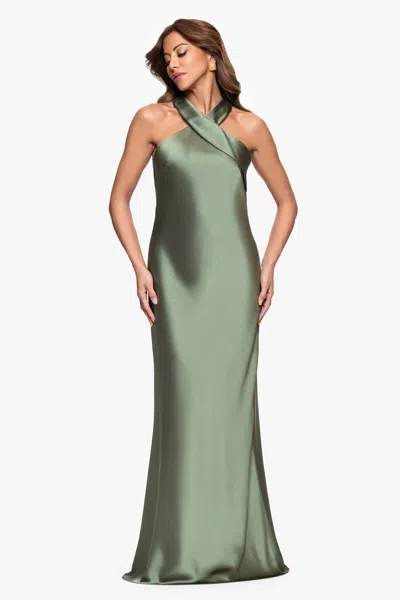 Xscape Evenings Halter Neck Satin Trumpet Gown In Green
