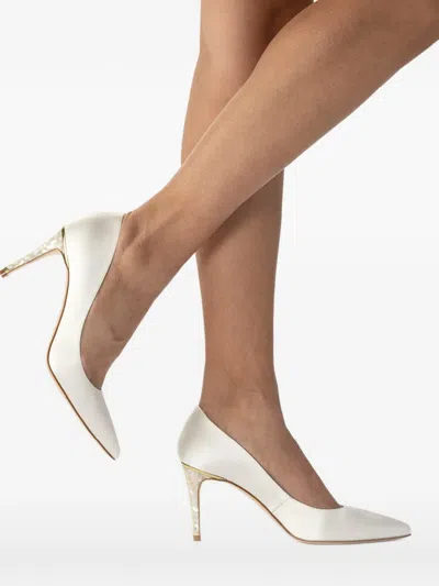 Freya Rose Chelsea Pointed Toe Pearl Heel In White