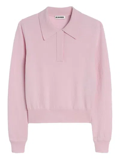 Jil Sander Wool Polo Sweater In Pink