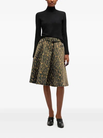 Ganni Animal-print Midi Skirt In Animal Print