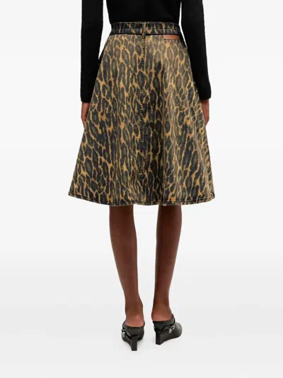 Ganni Animal-print Midi Skirt In Animal Print