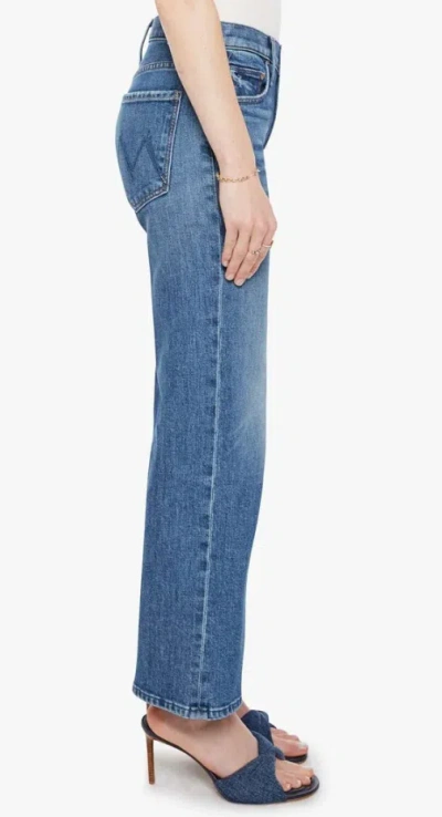 Mother Jeans The Rerun Zip Sneak With Belt Loops And Logo Embroidery On The Back In Blue Denim For Women